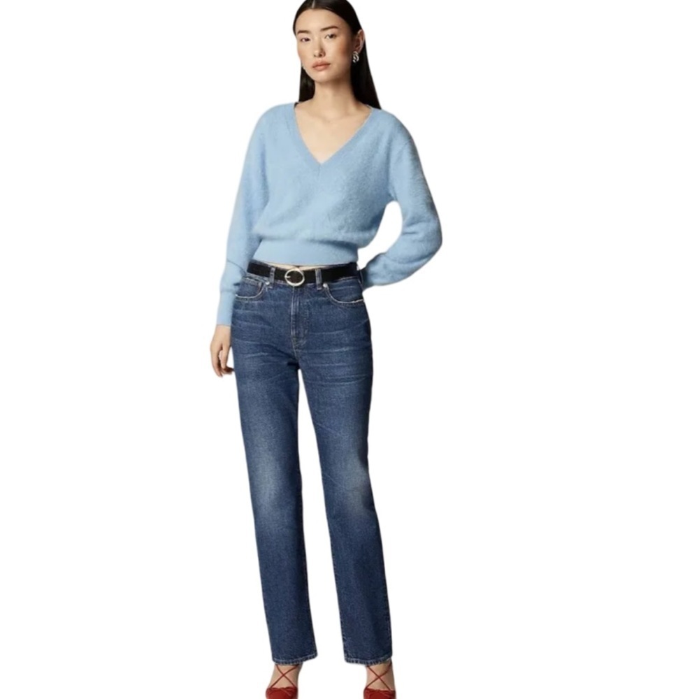 J Crew Slim Straight Mid Rise Blue Denim Jean Women's Size 29